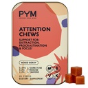 PYM Dikkat Chews Procrastinasyon, Focus & Verimlilik, 20 Kont | 518 mg L-Carnitine, 54 mg Tyrosine, 11 mg L-Taurine, Caffeine-Free | All- Natural Mood Boost Supplement Made in USA