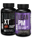 Jacked Factory 24/7 Fat Burner Stack - Burn XT MAX High Performance Fat Burner (90 Capsules) - Lean PM Nighttime Sleep Support for Weight Loss and Appetite Suppression (60 Capsules)