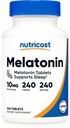 Nutricost Melatonin 10 mg, 240 Tablet - 10 mg Arada, Non-GMO, Gluten Free