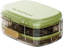 Pill Organizer with Extra Compartment for Plasters & Swabs, Portable Medications & Supplements Container, Large Pill Case for Both Home & Travel (Green)