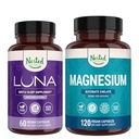 Nested Naturals Luna Sleep Aid & Magnesium Glycinate Chelate for Sleep, Relaxation, & Recovery (180 Capsules)