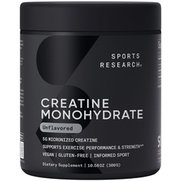 Sports Research® Creatine Monohydrate Powder 5g, Unflavored (60 Servings)