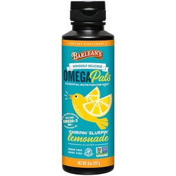 Barlean'ın Omega 3 Fish Oil Liquid Supplement for Kids, Chirpin' Slurpin' Lemonade, 540 mg of EPA and DHA Fatty Acid, 8 ozzz