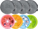 INVODA Weekly Pill Organizer 7 Karşılaştırmalı Günlük İlaçlar ve Vitaminler için Pill Box - Portatif Seyahat Pill Case Fish Oil Supplements Vitamins Organizer (4 Pill Box+ 4 Bag)