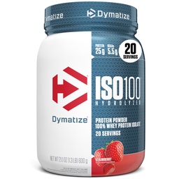ISO100 Whey proteini Toz Isolate, Strawberry, 25g of protein, 5.5g BCAAs, 120 Cal., Gluten Free, 1g Fat, 1g Sugar, 2g Carb (20 hizmet)