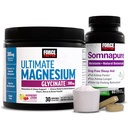 Bundle of Force Factor Somnapure Drug-Free Sleep Aid for Adults for with Melatonin & Valerian, 60 Tablets + Force Factor Ultimate Magnesium Glycinate Powder 300mg, Raspberry Lemon, 30 Servings