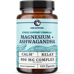 Magnezyum Ashwagandha | Calming Supplement for Yetişkinler | Rahat, Rest, Calm Mood & Sleep Support | Mag Citrate & Hoffman 400 mg + Ashwagandha 500 mg | Kas Health & Stress Relief | 120 Ctt