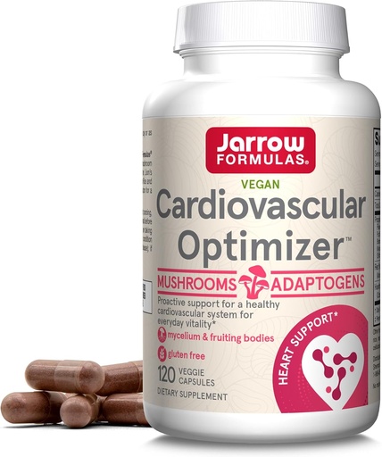 Jarrow Formulas Cardiovascular Lion's Mane, Reishi, Shiitake ve Blue Oyster Mushrooms, Dietary Supplement with Red Yeast Rice and Hawthorn Leaf, 120 Veggie Capsules, 30 Day Supply