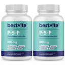 BESTVITE P-5-P 100 mg (240 Vejetaryen Capsules) (120 x 2) (CoEnzymated Form of B-6) - No Stearates - Vegan - Non GMO - Gluten Free