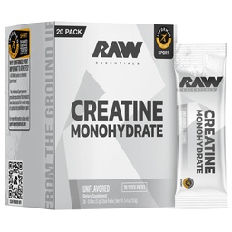 RAW Creatine Monohydrate to-Go Stick Packs, Unflavored – 5g Micronized Creatine Per Serving – Muscle Strength, Power & Recovery Support