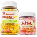 LILICARE Vitamin D3 K2 Filled Gummies 5000IU / 10,000 IU with 500mg Calcium, Magnesium Citrate, Vitamin C & Ginger Chews Supplement Gummies for Nausea, Stomach Relief