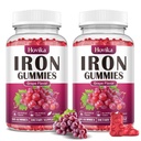 (2 Pack) Demir Gummies Supplement for Women & Men, Iron Supplements For Anemi with Vitamin C, B12, Folate- Blood Builder & Energy Support for Iron Deficiency - Grape Flavor, Vegan, 120 Gummies