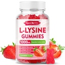 L-Lysine 1000mg Gummies, Lysine Supplement for Adults & Kids, Essential Amino Acid Supplement for Oral & Lips Health, Boost Immune & Calcium & Collagen, Sugar-Free, Strawberry Flavor, 60 Count