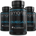 (3 Pack) Smarter Omega 3 Fish Oil, Berry Flavor, Burpless, Tasteless, 2000 mg, DHA EPA Triple Strength Brain, AlaskOmega® ile Made with AlaskOmega