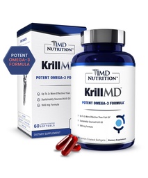 1MD Beslenme KrillMD - Antarktika Krill Oil Omega 3 Supplement with Astaxanthin, EPA, DHA | 2X Daha Etkili Balık Yağı | 60 Softgels