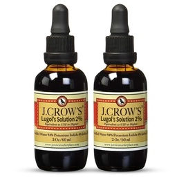 J.CROW'S® Lugol's Solution of Iodine 2 oz (2 Şişe) - Premium Iodine & P Properties Iodide Liquid, Gluten &, Alkol-Free Natural Brine Ekstraksiyon, No Expiration