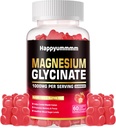 Magnezyum Glycinate Gummies 1000 mg - Sugar Free Magnezyum P Properties Supplement with Vitamin D, B6, CoQ10 for Calm Mood & Sleep Support - 60 Strawberry Gummies.
