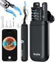 Flexible Ear Wax Removal Tool Camera, Wireless Ear Cleaner with 10MP HD Otoscope, Painless Tweezers, 12 Soft Tips, 3 Inspection Heads, Portable Earwax Removal Kit with Camera for Adults/Kids