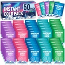 50 Pack Instant Ice Cold Pack 4"×6",5 Colors Disposable Ice Packs