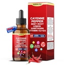 Organic Cayenne Pepper, Beet Root, Lemon, Hawthorn, Vitamin K2+D3 Liquid Drops – 1500mg per Serving, Ultra Potent – 2 FL OZ (60ml)