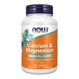 Şimdi Gıdalar Tamamlar, Kalsiyum & Magnezyum 2:1 Oran, Yüksek Potency, Supports Bone Health*, 100 Tablet
