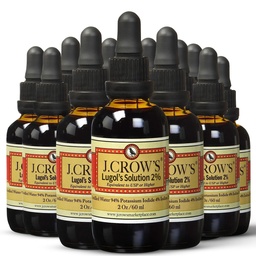 J.CROW'S® Lugol's Solution of Iodine 2 oz (12 Şişe) – Premium Iodine & P Properties Iodide Liquid, Gluten &, Alkol-Free Natural Brine Extract, No Expiration