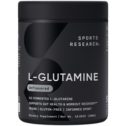 Sports Research L-Glutamine - Workout Recovery, Immune Health & Gut Health Support - 5 G Per Serving - 10.58 Oz