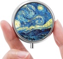 Mini Pill Box, Small Pill Box, Portable Pill Box, Cute Pill Organizer for Vitamins, Drugs, Fish Oil and Supplements (Mavi Moon)