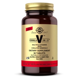 Solgar Formula VM-75, 90 Tablet - Chelated Minerals ile Çokvitamin - A, B6, B12, C, D, E - Biotin, Magnezyum, Kalsiyum, Iron, çinko - Vegan, Gluten Free, Dairy Free, Kosher - 90 hizmet