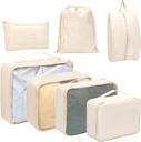 Toplive Set 7 Auto Cubes for Travel, Bagaj Organize Çantaları Seyahat Aksesuarları, Paketi Cubes, Beige