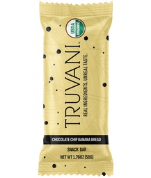 Truvani Plant Based Snack Bars | Chocolate Chip Banana Bread 1 Pack | 5g Protein | USDA Organik ve Vegan | Sadece Bar | Süt, Soy ve Gluten Ücretsiz | Bireysel olarak sarıldı