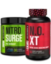 Jacked Factory Nitrosurge Pre-Workout in Blue Raspberry & N.O. XT Nitric Oxide Booster for Men & Women
