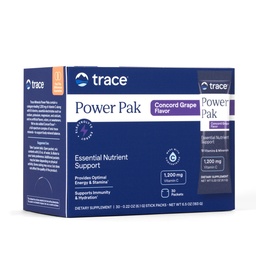 Trace Minerals Power Pak Multivitamin ve Multimineral Packets - Elektrolyte Support - 1200 mg C Plus 70 Concord Grape Flavor - 30 Packets