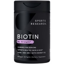 Sports Research® Biotin 10.00006 with Organic Coconut Oil - Biotin (Vitamin B7) for Health Skin and Hair Support* - for Women and Men - Vegan, Non-GMO, Gluten & Soy-Free - 30 Veggie Softgels