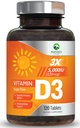 D3 5000iu (125 mcg) Immune Health Support - High Potency D Diyetary Supplement for Bone, Teeth, Muscle - Nature's VIT D, Vegan, Gluten Free, Raspberry Flavor - 120 Chewable Tabletler