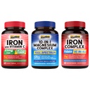 1 Magnezyum Kompleksi ve Iron Supplement, 65 mg Carbonyl Iron 250 mg C & 5 ile 1 Demir Kompleksi