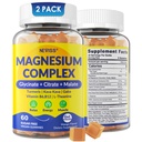 Magnezyum Kompleks Gummies 400 mg, Magneisum Glycinate Citrate Malate + Turmeric, GABA, B6 B12, Kava, L-Theanine for Sleep, Calm, Relaxation, Energy, Magnezyum Gummies for Women Men, Vegan, 2 Pack