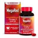 MegaRed Antarctic Krill Oil 750mg, Omega 3 Fatty Acid Supplement, Ultra Concentrate EPA & DHA Softgels, Antioxidant Astaxanthin, Heart Health Supplement with No Fish Oil Aftertaste, 80ct