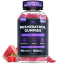 EFFECTIVE NUTRA Resveratrol Gummies 1500 mg | Antioksi Desteği için Şeker Özgür Tamam, Immunity, Heart Health ve Brain Function | 45-Day Supply, Natural Berry Flavor, Made in USA (90 Count)