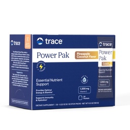 Trace Minerals Power Pak Multivitamin ve Multimineral Packets - Elektrolyte Support - 1200 mg C Plus 70+ Trace Minerals - Pineapple Coconut Flavor - 30 Packets
