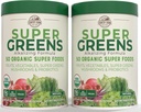 Ülke Çiftçileri Super Greens Natural Flavor, 50 Organik Süper Gıdalar, USDA Organik İçecek Mix, Meyveler, Sebzeler, Süper Yeşiller, Mushrooms & Probiyotikler, Destekler Enerji, 40 Hizmet, 10.6 Oz, 2 Pack