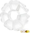 MOLN HYMY Büyük Pi Weekly Box 7 Gün, Cute Pill Case Organizer 1 gün bir gün, Floral Pill Konteyner Bir kez Günlük, Taze Tıp Vitamini/Fish Oil/Medication/Supplements (Beyaz) için Yanıyor