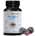Eye Shield Supplement with Bilberry Extract, Lutein, Zeaxanthin, Astaxanthin, and Beta-Carotene - Supports Kuru Eyes, Vision Health, and Night Vision, 90 Veg Capsules