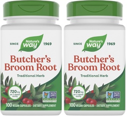Nature's Way Butcher's Broom Root, Traditional Leg Vein Support*, 100 Vegan Capsules (Pack of 2)