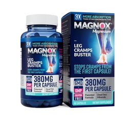 MAGNOX® Leg Cramps Buster | Night Magnezyum For Leg Cramps için 380 mg Magnezyum | Kas Spasms | 3X More Abxia | Dead Sea Minerals | Sleep & Muscle | 60 Caps