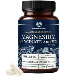 Magnesium Glycinate 400mg, High Absorption, Sleep, Calm & Muscle Support