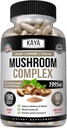 Kaya Naturals Premium Mushroom Complex Potent - Mushroom Supplement - Mushroom Complex Capsules 1995mg Per Serving - Aids Mental Clarity Supports Immune System, Wellness & Vitality - 180 Count