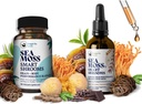 Brain Superfoods Bundle - Organic Sea Moss & Smart Shrooms, Capsules and Liquid Drops Bundle, Organic Irish Seamoss and 7 Adaptogenic Supplements for Memory and Focus. Liquid Drops in Chocolate Flavor