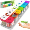 Extra Large Weekly Pill Organizer - XL Vitamin Holder with 7 Detachable AM PM Compartments - Portable Medicine Dispenser for Home and Travel, Big Supplement Container for Weekly or Daily Use, Rainbow