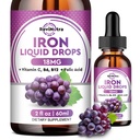Kadınlar için sıvı Demir Supplement, Erkekler ve Çocuklar - Sıvı Demir Ölmüş, C, B6, Biremi için B12, Red Blood Hücre, Enerji Desteği - Grape Flavor, 2 Fl Oz